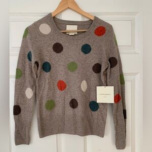 NWT Cynthia Rowley polka dot cashmere sweater, size small